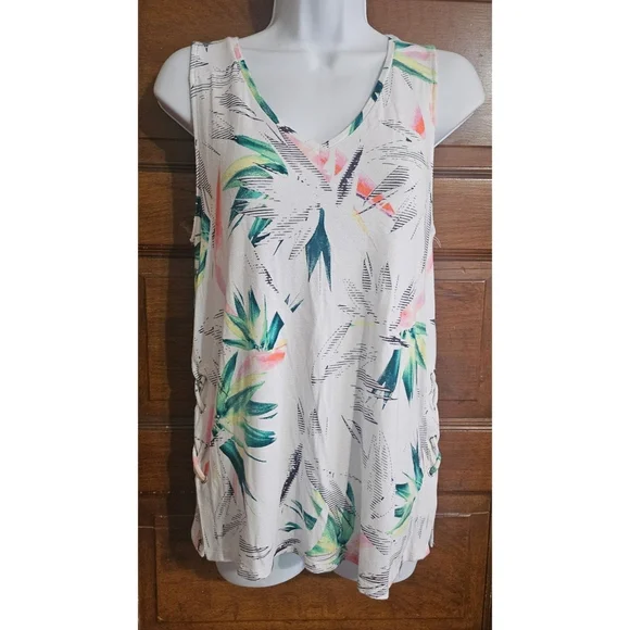 Apt. 9 Tropical Print Lace Up Side Sleeveless Top - Picture 1 of 9